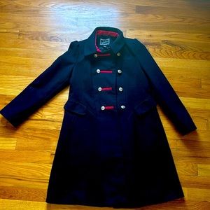 EUC winter long coat blue and red size 14 girls